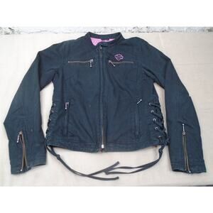 Harley Davidson Women's Pink Label 3 in 1 Black Shell Jacket Embroidered Medium